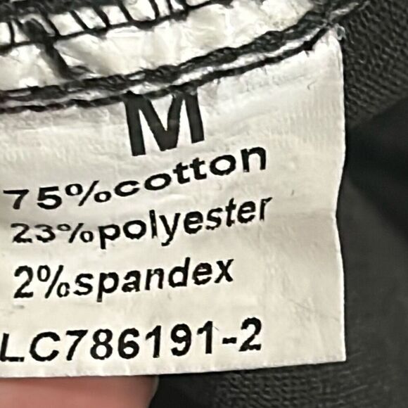 Women's M Pull On Bell Bottom Flare Jeans Black Distressed Grunge Stretchy - Picture 9 of 9